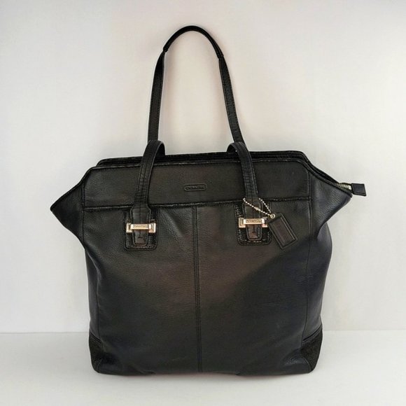 Coach Taylor Leather Tote Black 17.5" W x 13.5" T x 4" D - Picture 1 of 12